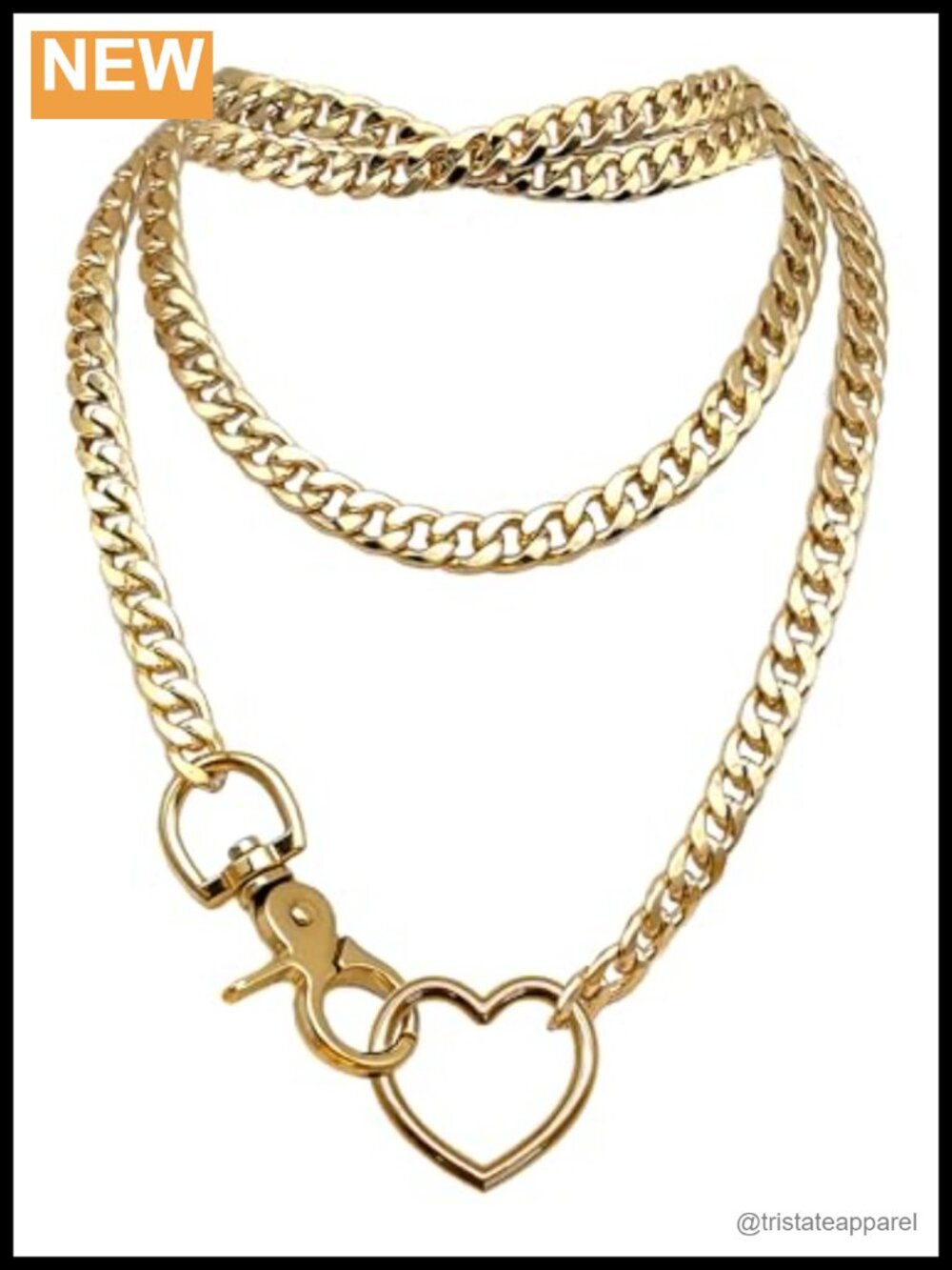 Women's Layered Cuban Chain Y-Necklace Heart O-Ring Slip Choker 34"